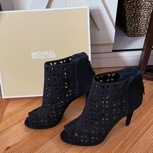 Michael kors black suede open toe bootie size 6.5